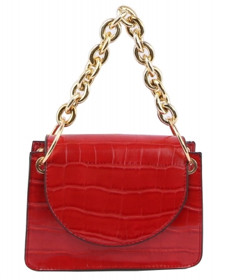 Croc Chain Link Convertible Bag Fanny Pack LHU428 RED